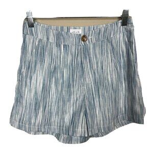 Le Lis High Rise linen blend lined blue white casual 2" shorts,‎ sz S, EUC
